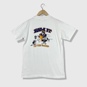 Vintage 1985 Rams Vs Raiders T Shirt Mens M White Ram it to The Raiders Retro